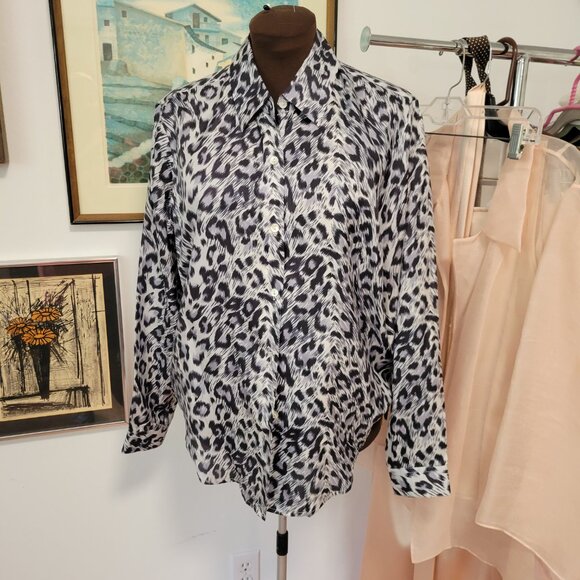 Vintage Silk leopard Print By Jonathan Martin Studio 80's Size L - Picture 3 of 5